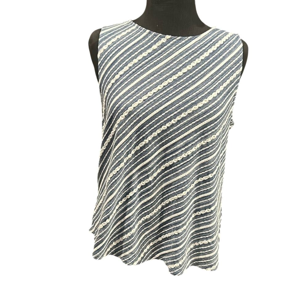Chico’s Striped Cardigan & Tank Set Size M Coastal Grandma Minimalist - Picture 2 of 12